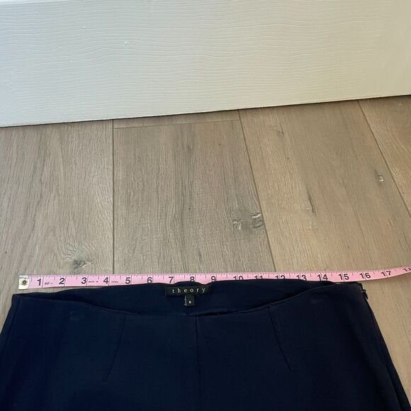 Theory Women's Slim Split Hem Pants, Navy, Size 8 office career - Picture 6 of 9